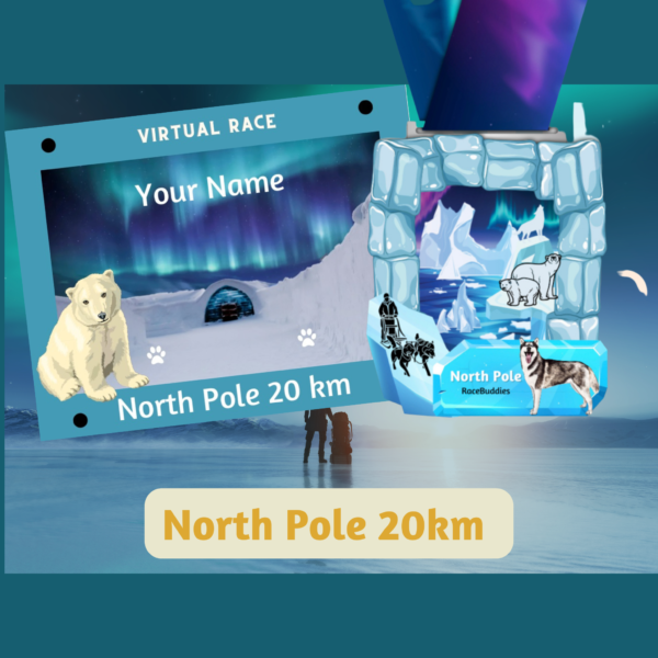 Nordpol 20km Virtual Race Paket und Medaille